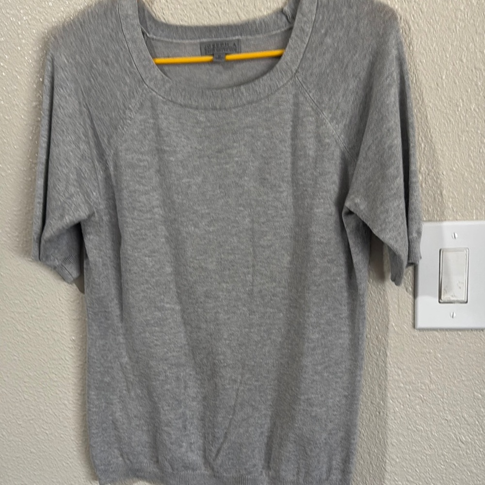 Gray Short Sleeve Sweater
